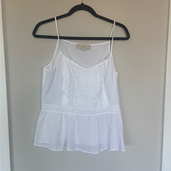 LOFT Tops - LOFT Cream Smocked Peplum Camisole
